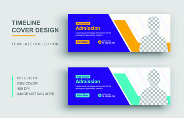 Back to school facebook cover template, School admission fackbook cover, Template banner for social network	