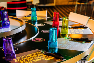 ABU DHABI,UAE-MAY 22: Automated restaurant in Yas island, restaurant that uses robots to do tasks such as delivering food and drinks to the tables in May 22 2017 in Abu Dhabi.