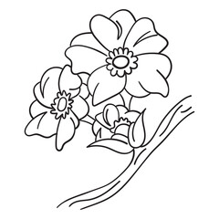 Hand-drawn Flowers graphic vector floral artwork ornament Coloring book page painting for kids and adults