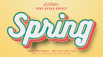 Fototapeta na wymiar Editable text effect, Spring text on multicolor style effect
