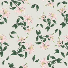 Seamless background from bright light lilies. Vector illustration