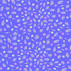 Vector floral botanical pattern on a lilac background