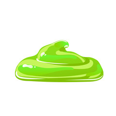 Green slime in lat cartoon style. Toxic jelly splashes, drops or stains. Vector design for Halloween.