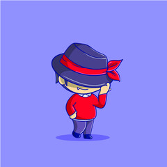 Simple Dracula custome Halloween illustration for beginners. Culture Icon Concept Isolated Premium Vector. Flat Cartoon Style