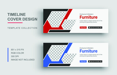 Furniture facebook cover template, Template banner for social network	