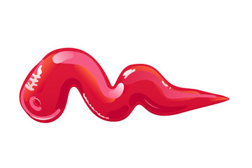 Tomato ketchup splash, stain or drop. Red food condiment. Vector element in flat cartoon style.