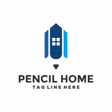 Pencil home logo design template ,House logo ,Vector illustration
