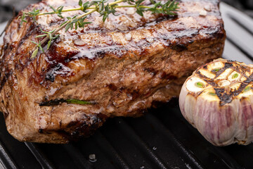 Grilled beef steaks with spices grilled.