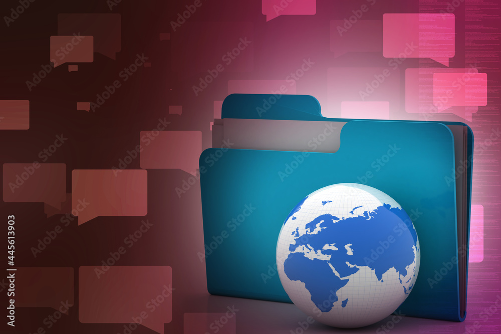 Poster 3d rendering folder with documents