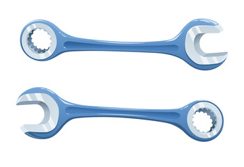 Wrenchs for repair machine and mechanism. Working tool for unscrew nut. Vector illustration.