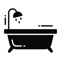 bathtub trendy icon, flat style isolated on white background. Symbol for your web site design, logo, app, UI.