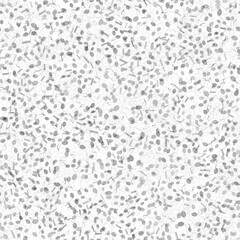 Gray musical notes are randomly scattered over a white background.