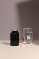 dietary supplements on neutral background