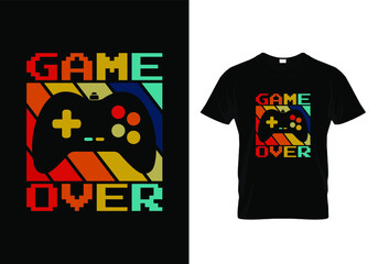 Gaming t shirt design for gamers with a message game over