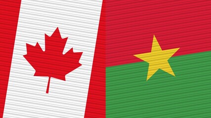 Burkina Faso and Canada Two Half Flags Together Fabric Texture Illustration