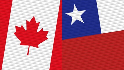 Chile and Canada Two Half Flags Together Fabric Texture Illustration