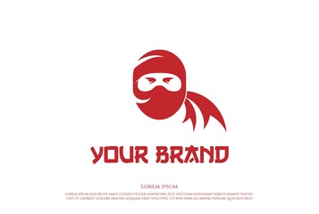 Modern Ninja Head Face Spy Mascot Character Logo Design Vector