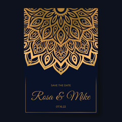 elegant luxury wedding invitation with mandala design