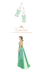 プリンセスとイヤリングの水彩手書きイラスト