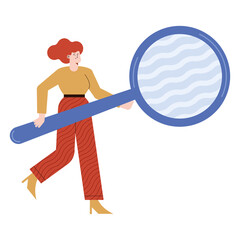 businesswoman with mangnifying glass