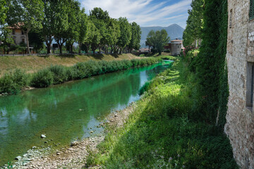 topino river flowing along the walls of foligno umbria