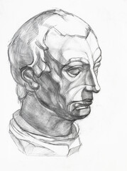 study of plaster cast of Gattamelata head