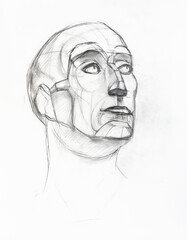sketch of Niccolo da Uzzano head drawn by pencil