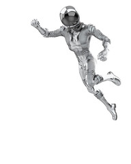 Fototapeta na wymiar retro astronaut is floating and looking down