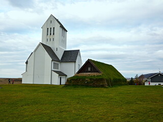 Iceland-view of church in the settlement Sk&aacute;lholt