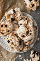 meringue cookies with chocolate and hazelnuts