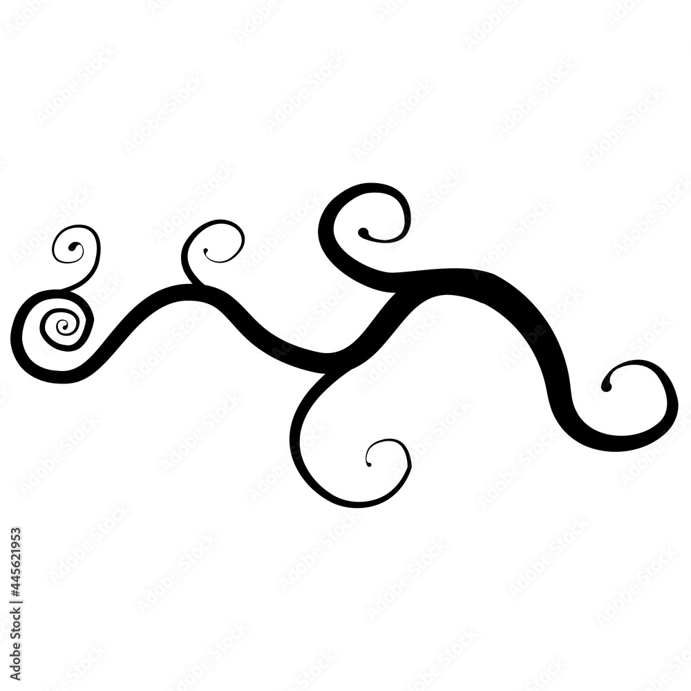 Poster Twisted branch. Vector isolated grotesque branch.