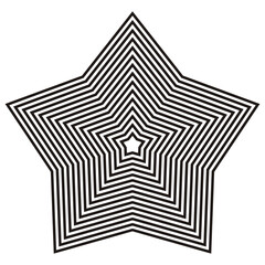 Striped star isolated. Vector minimal star in one.