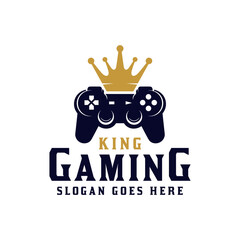 stick or joystick with crown king sport gaming for game shop, gamer pro player logo design © Agung