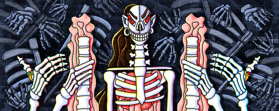 human skeleton and bone human pattern creative design wall paint