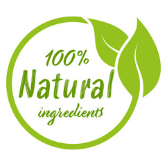 modern green stamp 100% natural ingredients