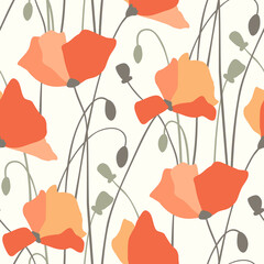 seamless vector pattern with poppies