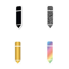 pen icon. pencil  icon black, golden and color  vector set