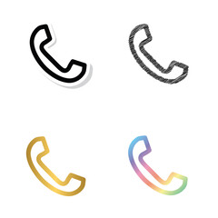 call icon black, golden and color  vector set