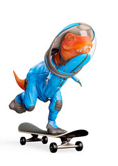 t-rex astronaut on skate