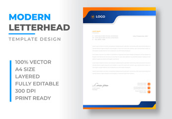 corporate modern business  letterhead design template with blue color. creative modern letter head design template for your project. letterhead, letter head, simple  business letterhead design.