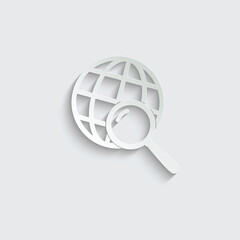 paper  global Internet icon. globe search vector icon 