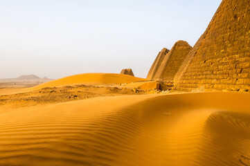 Pyramids of Meroe in the Sahara desert 