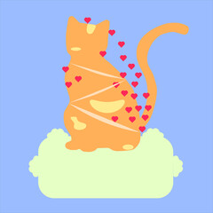 Cute red cat valentine card