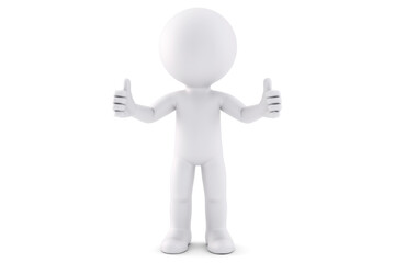 Man with thumb up gesture. 3D illustration. Isolated