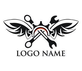 gear and wing logo, engine logo, simple trendy suitable for companies and websites