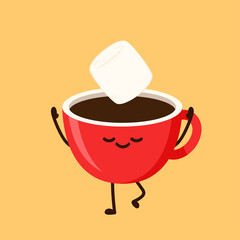 Coffee cup vector. Coffee cup logo design. white coffee cup. Marshmallow in coffee cup.