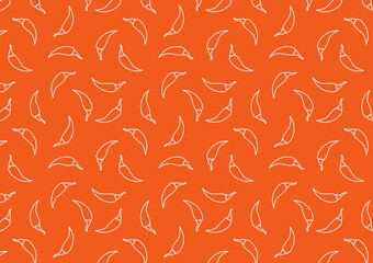 Chili doodle pattern wallpaper. Chili pattern on red background.