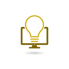 Light bulb idea icon with shadow