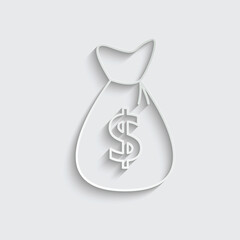 paper  Money bag dollar vector icon