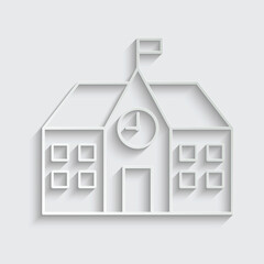 paper building of school icon vector